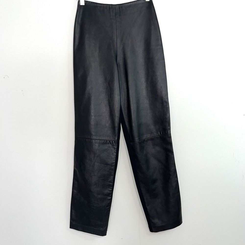 Isabel Women's Leather Pants size 2 Black Stretchy back Night Out Career